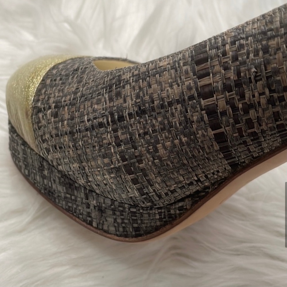 ⚜️New CHANEL Beautiful Tweed Cap Toe Platform Shoes Pumps 39.5 Authenticated - Picture 9 of 16
